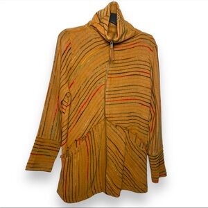 Soft Surroundings Women’s colorful stripe Boho Boucle Zip Jacket size Medium